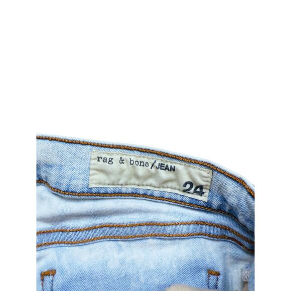 Rag & Bone Moto Distressed Skinny Jeans 24 Light Wash Zipper Street Chic Grunge - Picture 5 of 8